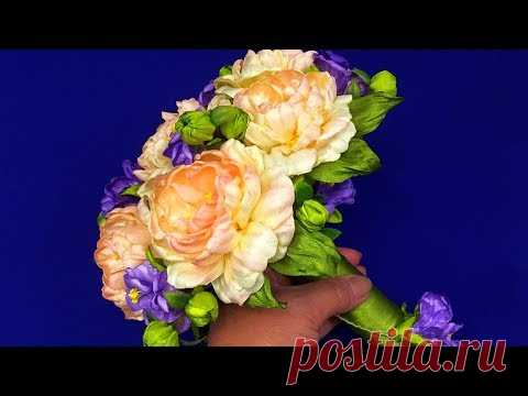 Bouquet of ribbon flowers.DIY Recycling/Ramo de flores de la cinta/Букет-дублер своими руками