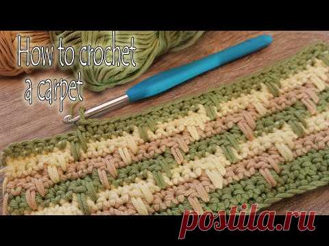 Вяжем шикарный ковер крючком из остатков пряжи How to crochet a carpet