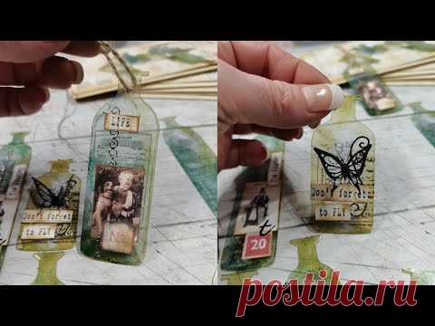 Making Vintage  bottle tags from packaging material - YouTube