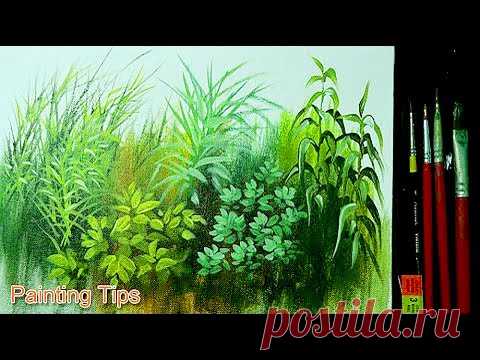 Acrylic Painting Lesson - How to Paint Grasses and Other Plants by JMLisondra