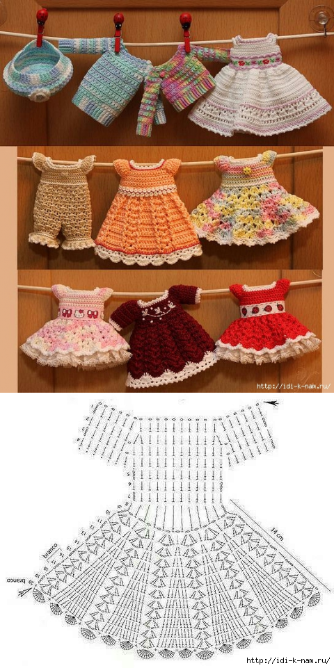 вязаное платье для куклы