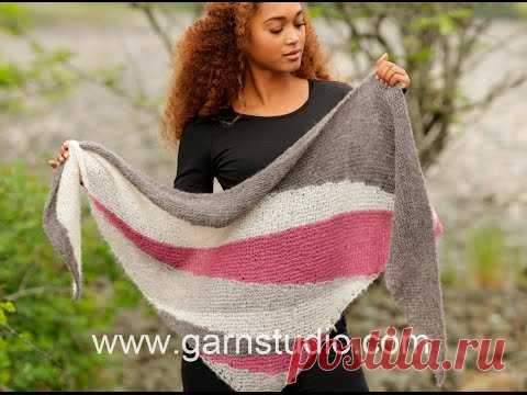 How to knit short rows and stripes in shawl in DROPS 172-20