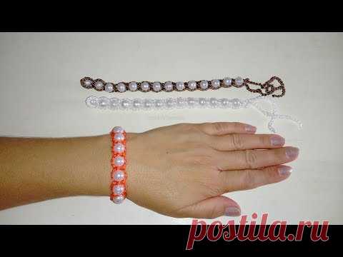 PULSEIRA DE CROCHÊ COM PÉROLAS SOLTAS - FRANCI ARTESANATO