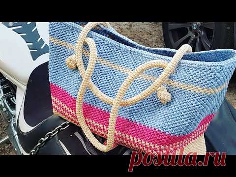 Самая яркая вязаная сумка тоут крючком. Мастер-класс 👜 crochet bag.