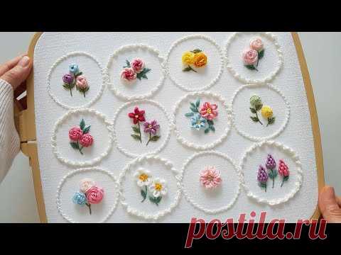 [프랑스자수] 12송이 꽃자수 12 flower embroidery
