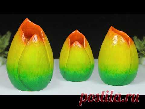 Lotus Shape Flower Vase Making at Home || Cement flower vase - Easy flower vase making