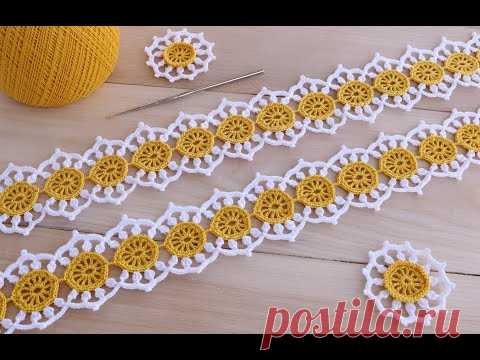 Вязание крючком ЛЕНТОЧНОЕ КРУЖЕВО Ромашки мастер-класс Ribbon Lace Crochet