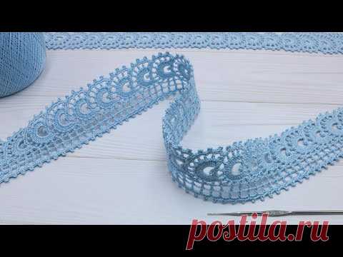 Красивое и простое ЛЕНТОЧНОЕ КРУЖЕВО вязание крючком КАЙМА мастер-класс  Crochet Tape Lace Tutorial