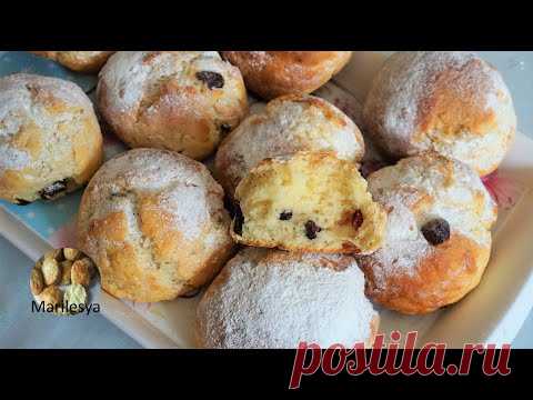 ТВОРОЖНЫЕ БУЛОЧКИ с брусникой/изюмом быстро! Ложное тесто!