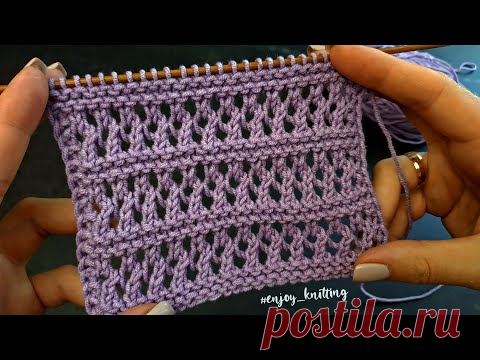 ПРОСТОЙ Ажурный узор спицами | How to Knit Lace stitch pattern