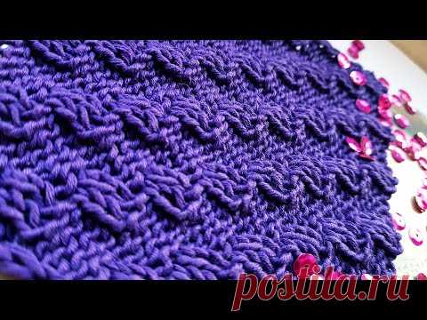 Очень эффектный 3D диагональный узор спицами 👏📌 knitting pattern.