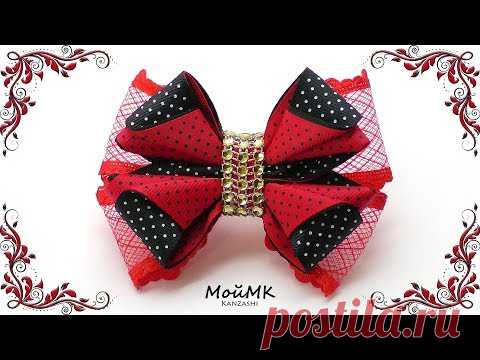 Бантик из репсовой ленты Канзаши МК DIY Hair Bow tutorial МойМК