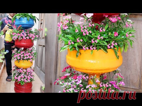 Recycle Plastic Bottles into Beautiful Multi-storey Flower Pots for Small Garden