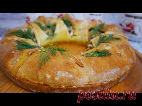 Пирог с рыбой (консервой). Вкусный пирог БЕЗ ДРОЖЖЕЙ. Пирог с консервированной рыбой. Рыбный пирог