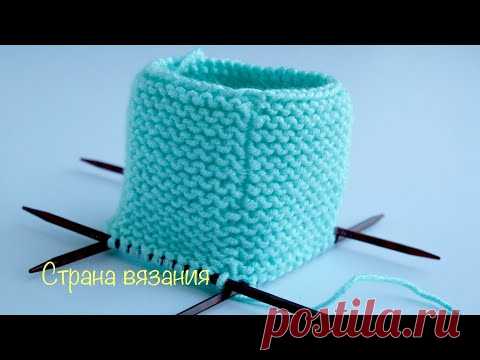 Незаметный стык рядов в платочной вязке по кругу. Invisible seam of rows in garter stitch.