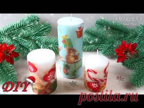 🕯 ДЕКОР СВЕЧИ ЛЕГКО и БЫСТРО! 🕯 Декупаж с помощью фена