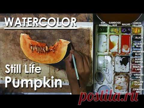 Watercolor Still Life : Chopped Pumpkin