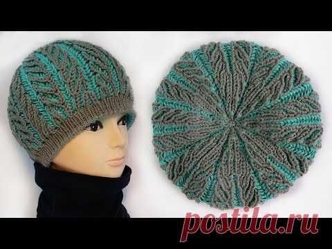 Шапка Бриошь «Елочка» спицами 🌿 Brioche hat knitting pattern