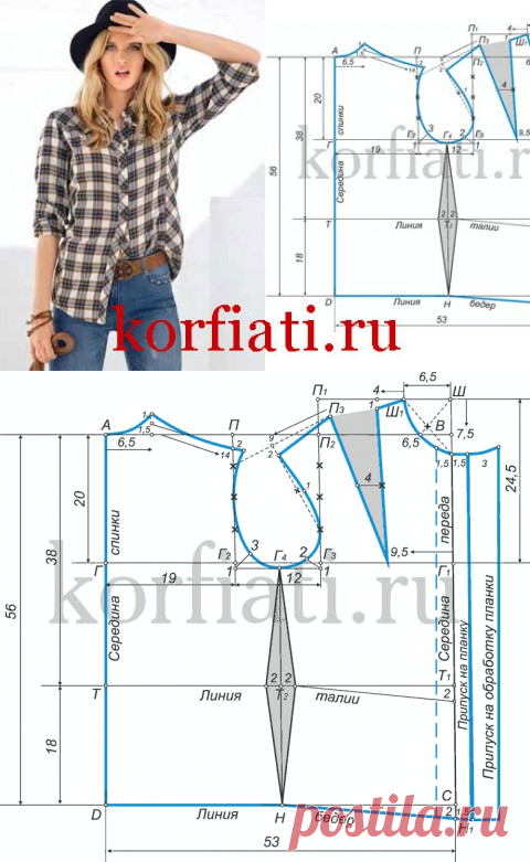 Выкройка женской блузки - основа от А. Корфиати