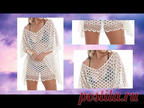 crochet salida de playa poncho blusa  verano todas las tallas