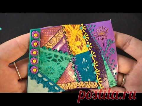 My Crazy Quilt from Polymer Clay. Faux Fabric.  TUTORIAL. - YouTube