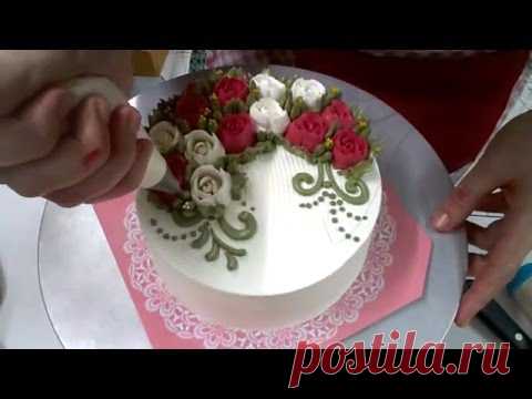 ใช้หัวบีบจากฝาขวดแต่งเค้ก how to pipe buttercream roses using a handmade nozzle tutorial