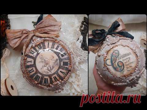 Vintage Christmas bauble ♡☆♡Decoupage tutorial