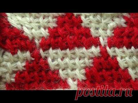 Тунисский жаккард без протяжек Tunisian crochet stitches 33