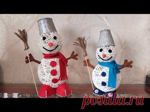 Снеговики из ниток и фетра. Новогодняя игрушка . DIY/рукоделие . #новыйгод #рождество