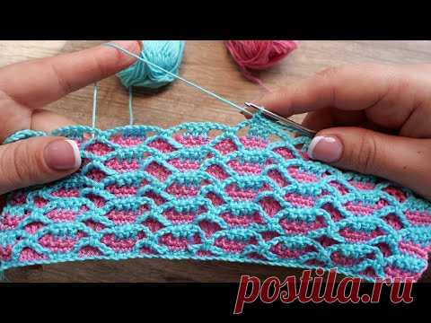 Двухцветный узор крючком 🐠 Two-tone crochet pattern