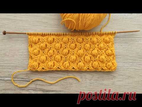 Узор «Шишечки в сотах» спицами 🐝 «Bobble in Honeycomb» knitting pattern  🌲