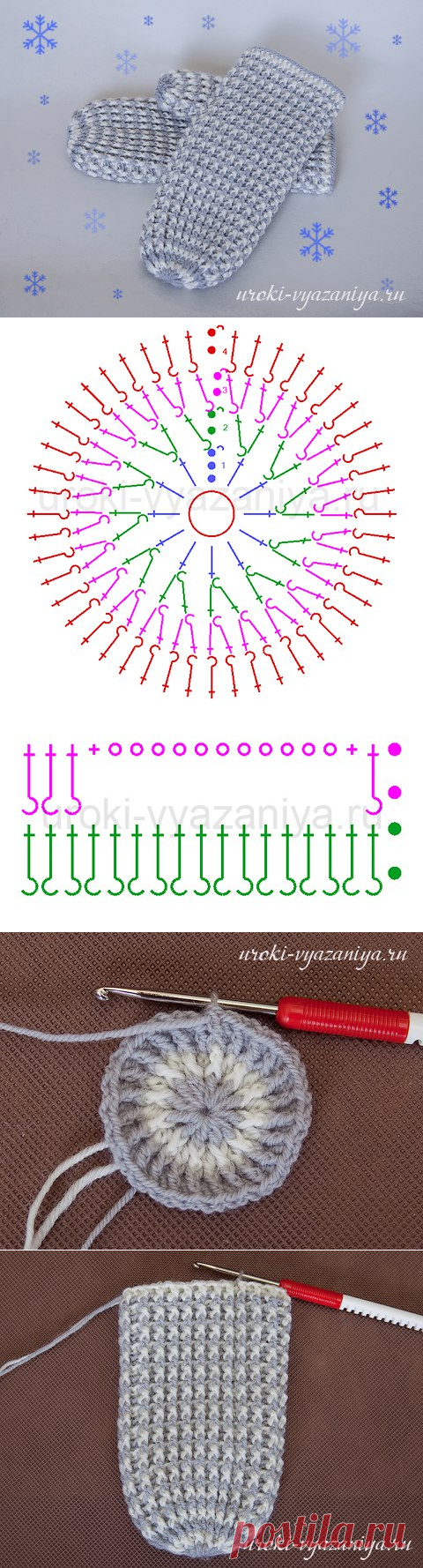 Тепленькие варежки крючком — Сделай сам, идеи для творчества - DIY Ideas