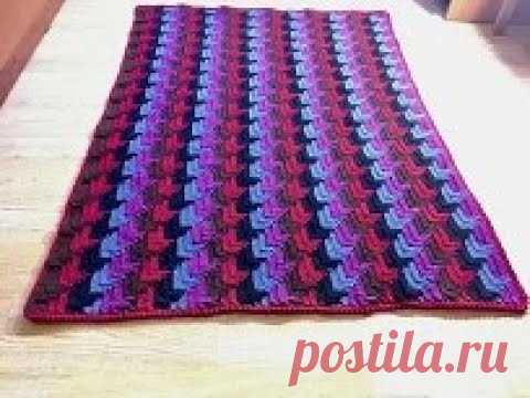 3D коврик оборотными рядами крючком/3D rug in crochet rows