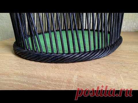 Плетение валика на фанерном донышке между отверстиями 1 см - YouTube