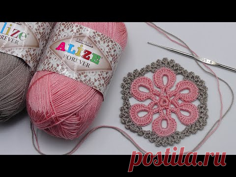 ВЯЗАНИЕ КРЮЧКОМ цветочный мотив МК для начинающих   Flowers Crochet Pattern Tutorial for beginners