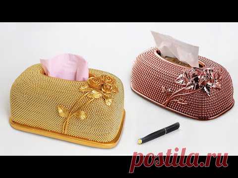 Tissue Box Making at home || Unique Tissue Box Making || Tissue holder - YouTube