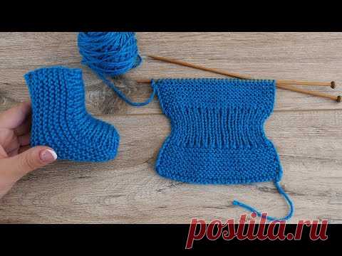 Легкие детские носочки на двух спицах - Easy Baby Socks Two Needle Knitting Pattern