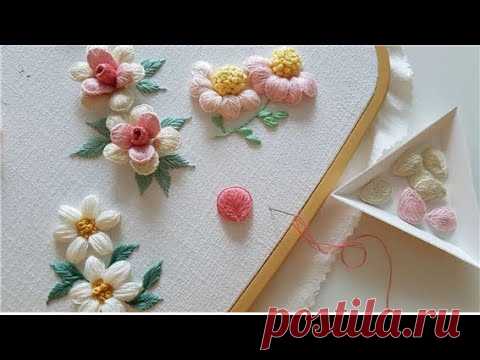 [프랑스자수/스텀프워크] 핑크 장미자수  Stumpwork / Pink rose embroidery