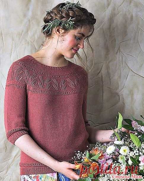 Пуловер с круглой кокеткой «Розовый куст». Rose Bush Pullover by Irina Anikeeva. Спицы. - ВЯЗАНАЯ МОДА+ ДЛЯ НЕМОДЕЛЬНЫХ ДАМ - Страна Мам