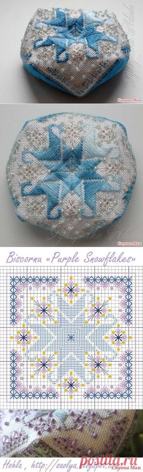 Бискорню "Purple Snowflakes Biscornu " - Бискорню и другие "кривульки" - Страна Мам