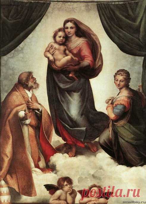 С картиной Рафаэля "Сикстинская мадонна" (1512) связаны несколько интересных особенностей. Кажется,что Папа изображён на картине с шестью пальцами. А двух ангелочков внизу часто можно встретить на открытках и плакатах