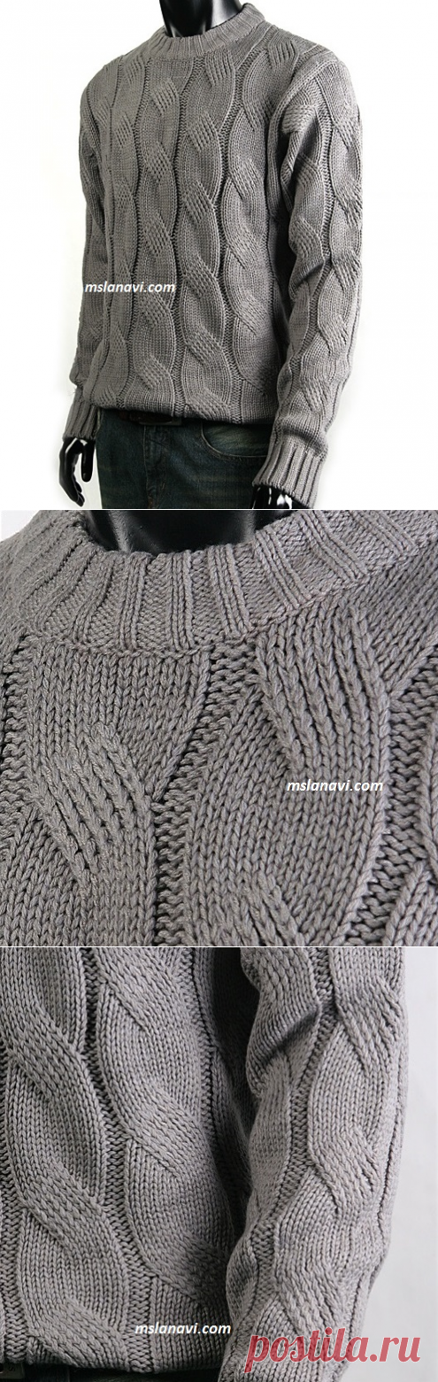 Мужской свитер с косой | Вяжем с Лана Ви