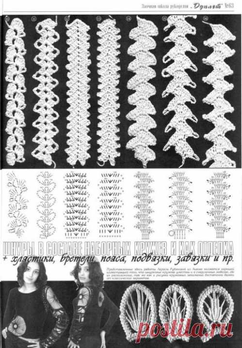 ШНУРЫ В СОСТАВЕ НАБОРНЫХ КРУЖЕВ И КАК ОТДЕЛКА... хлястики, бретели, пояса, завязки....