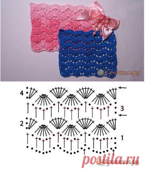 Узор Волны крючком (видео и фото МК)