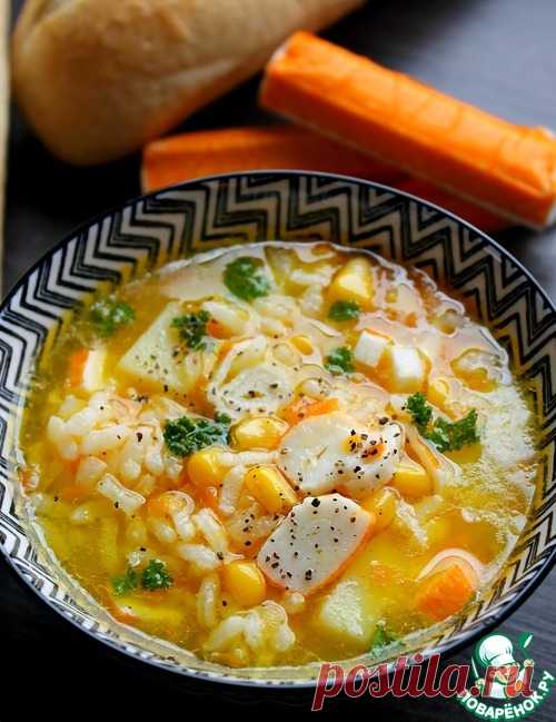 Суп с крабовыми палочками и кукурузой – кулинарный рецепт