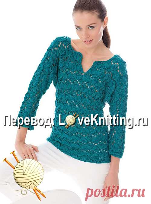 Пуловер фантазийным узором | Loveknitting.ru