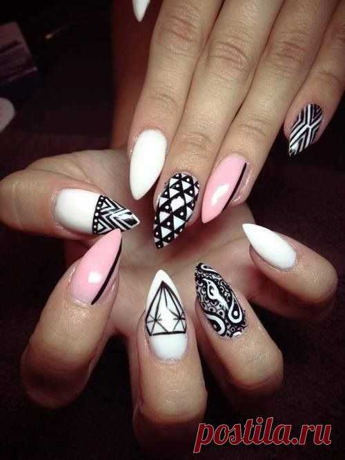 claw nails pink white black | nails and pedicures
