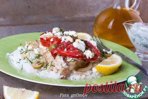 Морской окунь в греческом стиле - кулинарный рецепт