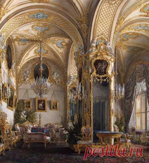 a-l-ancien-regime:  Interiors of the Winter Palace. The Drawing Room in Rococo II Style, with Cupids - Edward Petrovich Hau - Hermitage Museum (1860s)  / Источник: villa-rosie.tumblr.com   |  Pinterest • Всемирный каталог идей