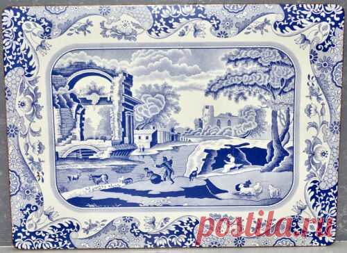 Spode Italian Blue Room Pattern Trivet Hot Plate Size: 8 1/2" x 7 1/2". RARE | eBay